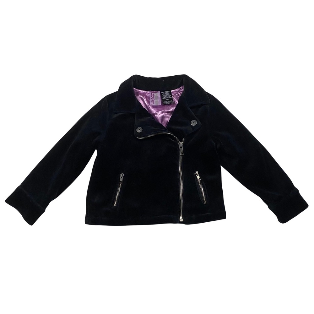 GUESS Girl's Vintage Y2K Velvet Moto Jacket 24M Black Toddler Edgy Bratz Fall